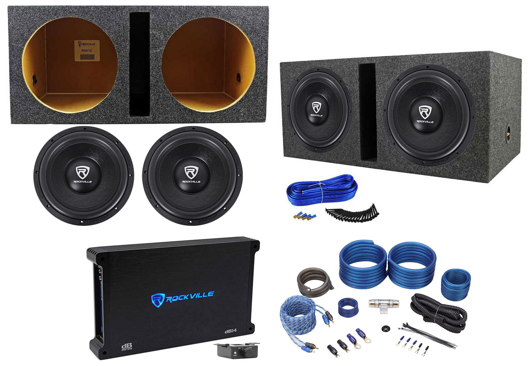 W12 K6 Series 12" Subwoofer 2-Pack + dB14 Amplifier Bundle