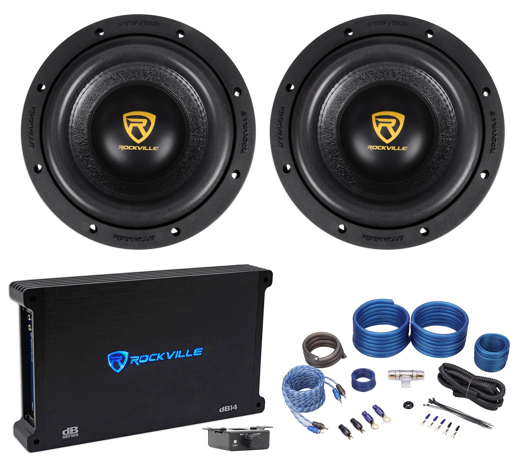 W8 K9 Series 8" Subwoofers 2-Pack + dB14 Amplifier Bundle