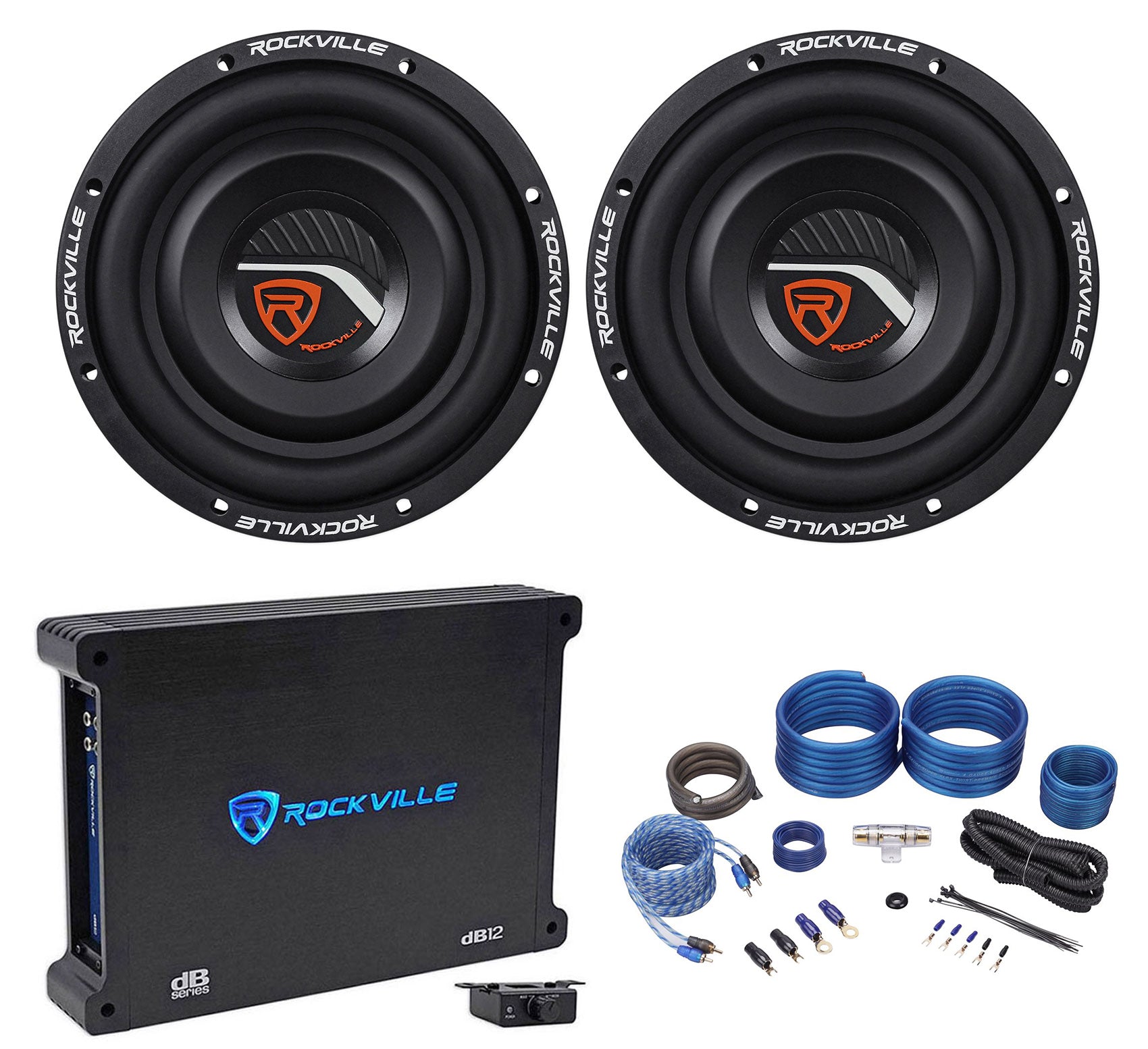 W8T4‑S4 8" Shallow Subwoofers 2-Pack + dB12 Amplifier Bundle
