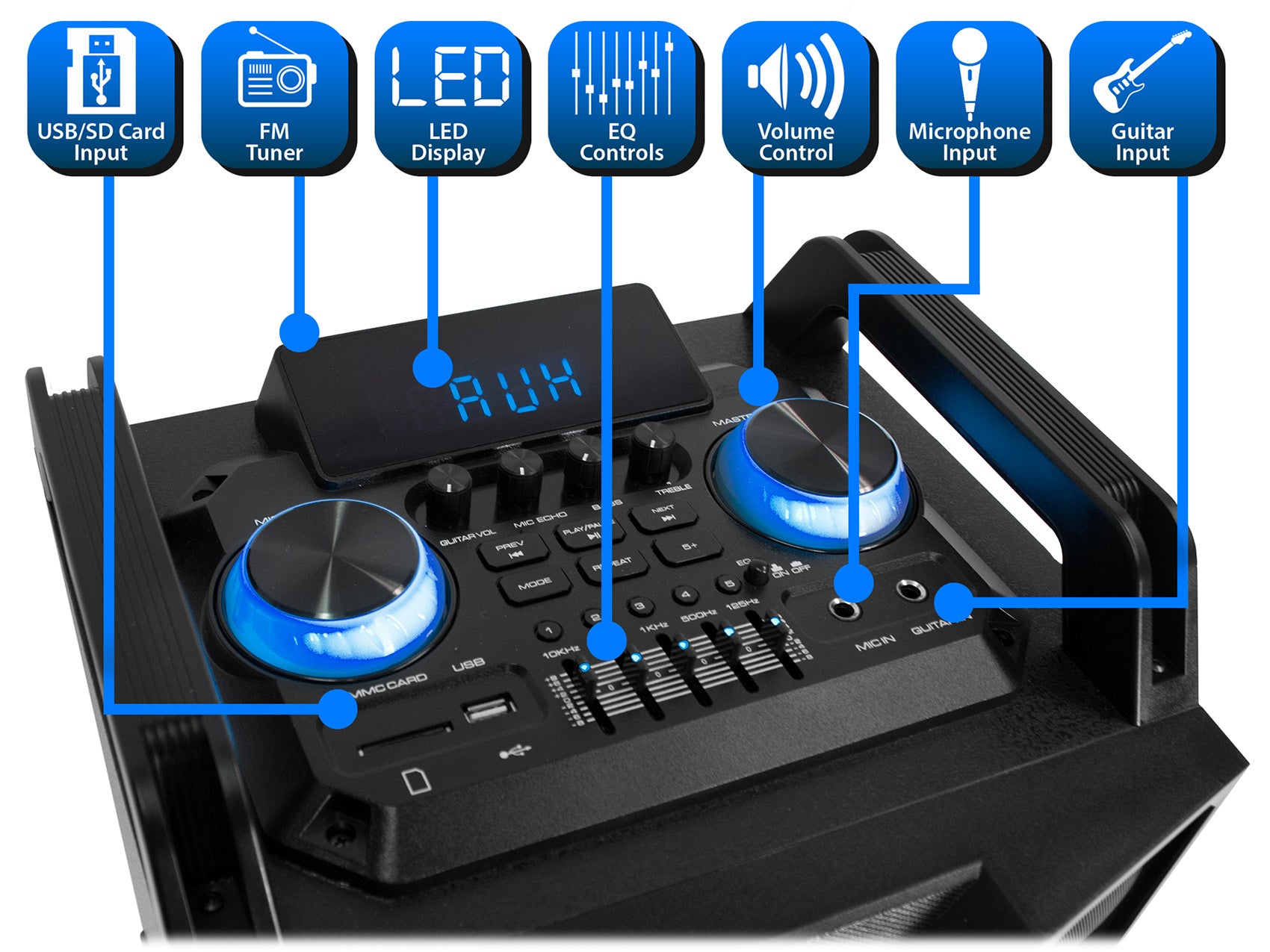 Technical Pro Dual 10" 3000w Home Theater Bluetooth Speakers w/USB/SD/LED+Mic