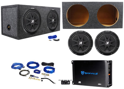 2) Kicker 43C124 12" Subwoofers+Sealed Sub Box Enclosure+Mono Amplifier+Amp Kit