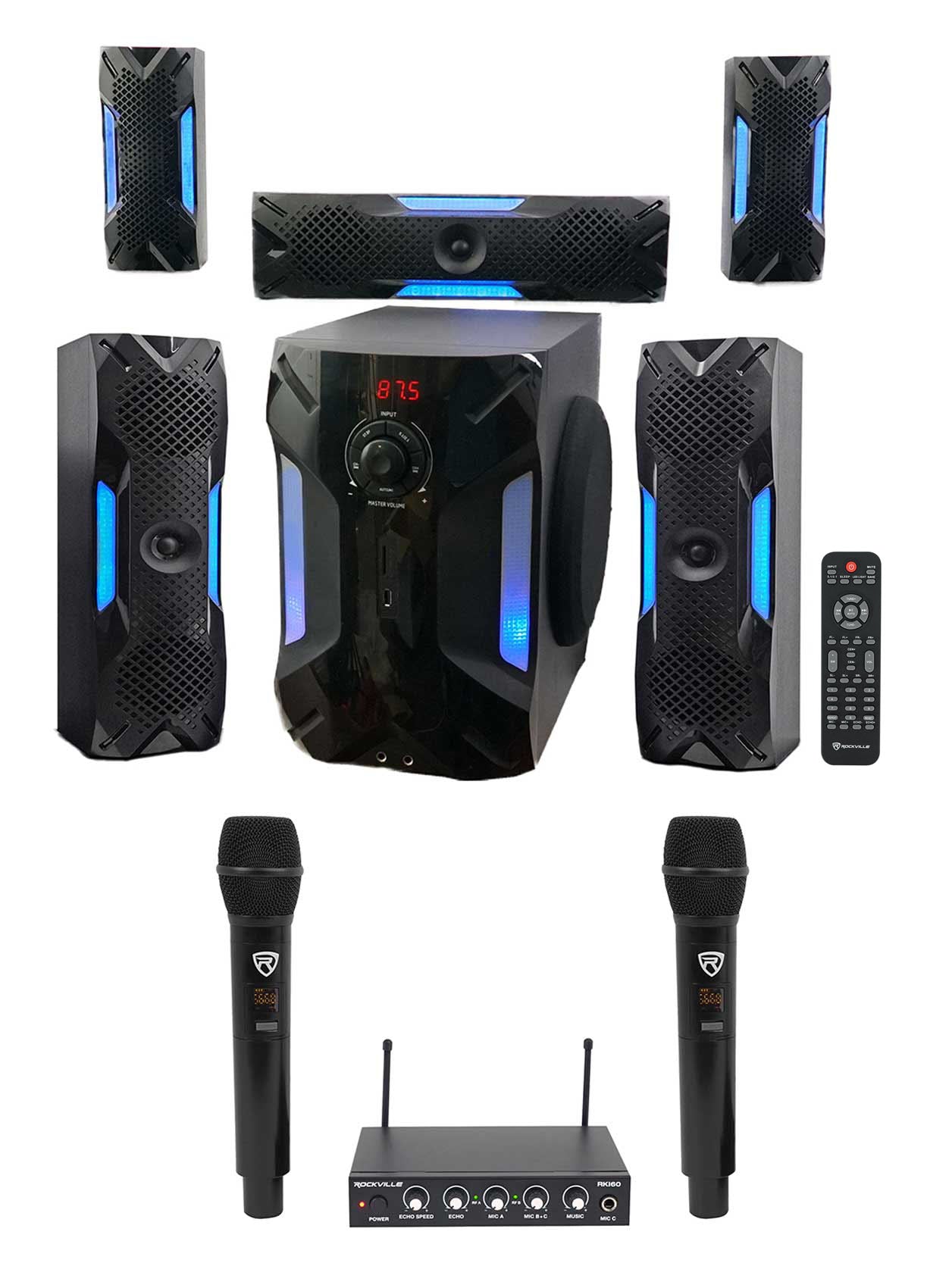 RKI60 Dual UHF Mics + HTS56 5.1 Home Theater Bundle
