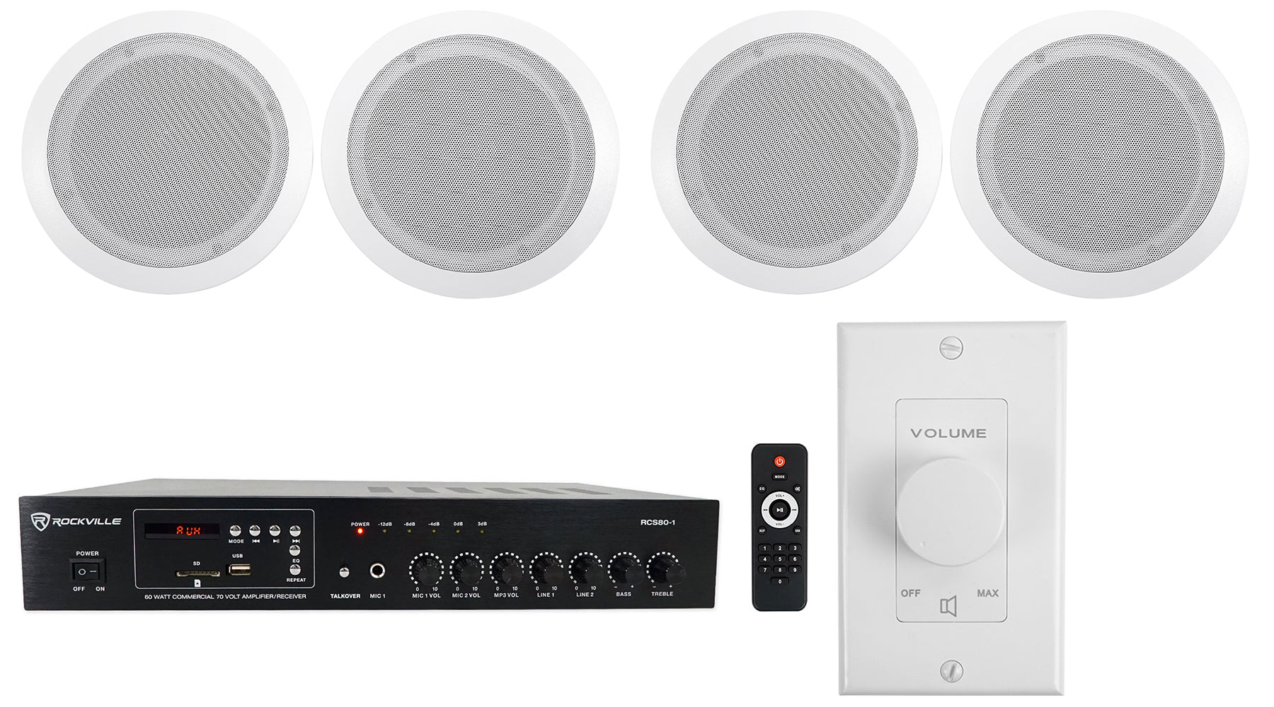 CC65T White 2-Pack + RCS80-1 Amplifier Bundle