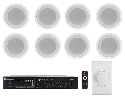 CCL5T White 8-Pack + RCS80-1 Amplifier Bundle