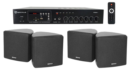 RCS80-1 60W Amp 2-Pack + Cube 3.5" Black Speakers Bundle