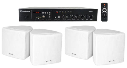 RCS80-1 60W Amp 2-Pack + Cube 3.5" White Speakers Bundle