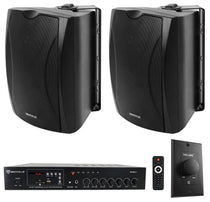 RCS80-1 60W Amplifier + WET-6B Black Outdoor Speakers 2-Pack + VOL70100 Black Bundle