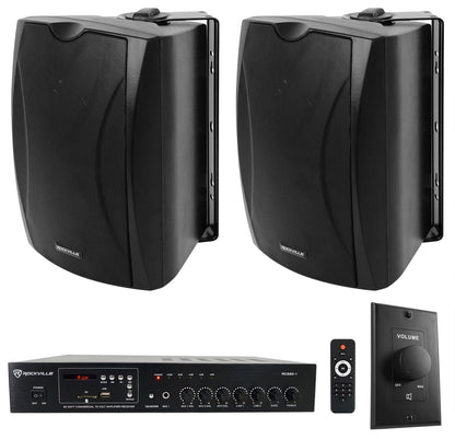 RCS80-1 60W Amplifier + WET-6B Black Outdoor Speakers 2-Pack + VOL70100 Black Bundle