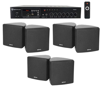 RCS80-1 60W Amp 3-Pack + Cube 3.5" Black Speakers Bundle