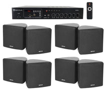 RCS80-1 60W Amp 4-Pack + Cube 3.5" Black Speakers Bundle