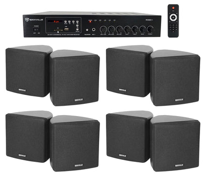 RCS80-1 60W Amp 4-Pack + Cube 3.5" Black Speakers Bundle