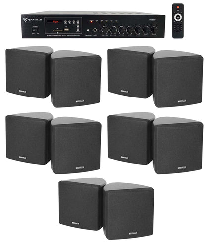RCS80-1 60W Amp 5-Pack + Cube 3.5" Black Speakers Bundle