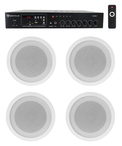 RCS80-1 60W 70V Amplifier + CCL5T White 4-Pack Bundle