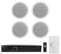 RCS80-1 Amplifier + CCL6T White 4-Pack + Wall Volume Control Bundle