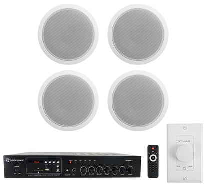RCS80-1 Amplifier + CCL6T White 4-Pack + Wall Volume Control Bundle