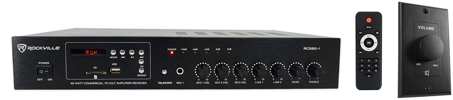 RCS80-1 60W Amplifier + VOL70100 Black Wall Volume Control Bundle