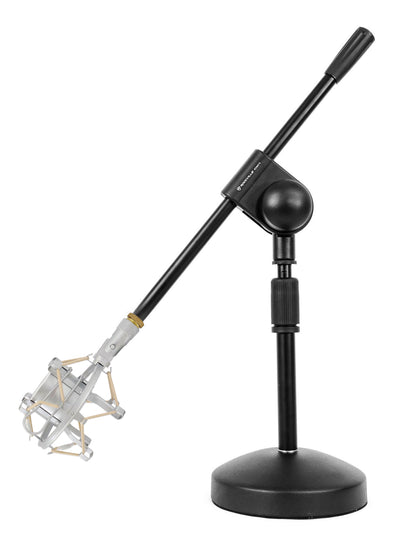 Desktop Boom Mic Stand + Silver Shock Mount Bundle