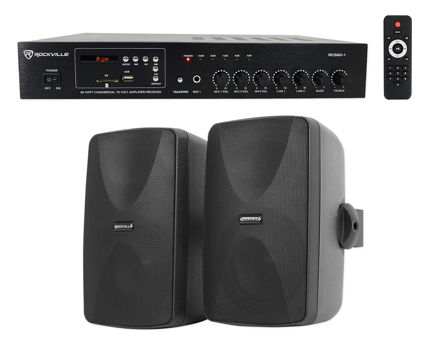 RCS80-1 + WET-7020B Black Speakers Bundle