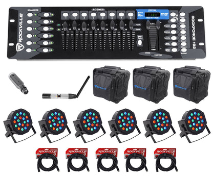 ROCKFORCE 192 + DMX-WTR + DMX-WRE + RockPAR50 6-Pack Bundle
