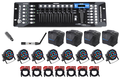 ROCKFORCE 192 + DMX-WTR + DMX-WRE + RockPAR50 8-Pack Bundle