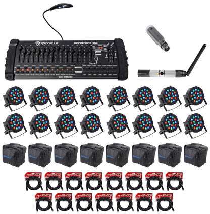 ROCKFORCE 384 + DMX-WTR + DMX-WRE + RockPAR50 16-Pack Bundle