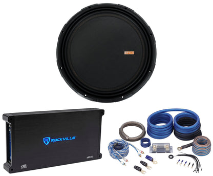 Memphis Audio MOJO 1512 15" 3000w Competition Subwoofer+Mono Amplifier+Amp Kit