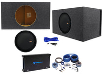 Memphis Audio MOJO 1512 15" 3000w Car Subwoofer+Vented Sub Box+Amplifier+Amp Kit