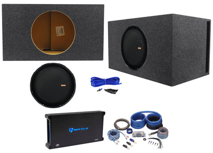 Memphis Audio MOJO 1512 15" 3000w Car Subwoofer+Vented Sub Box+Amplifier+Amp Kit