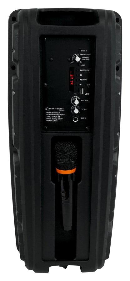 Technical Pro Dual 8" Rechargeable Karaoke Machine System Bundle with Stand & (2) Microphones