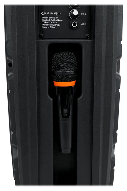 Technical Pro Dual 8" Rechargeable Karaoke Machine System Bundle with Stand & (2) Microphones