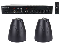 RCS80-1 60W Amp 2-Pack + PEN-65T Black Pendant Speakers Bundle