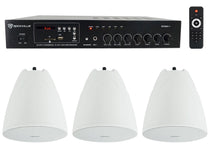 RCS80-1 60W Amplifier 3-Pack + PEN-65T White Pendant Speaker Bundle