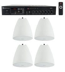 RCS80-1 60W Amplifier 4-Pack + PEN-65T White Pendant Speaker Bundle