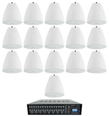 ROCK MATRIX 4 Zone Amp + PEN-65T White 16-Pack Bundle
