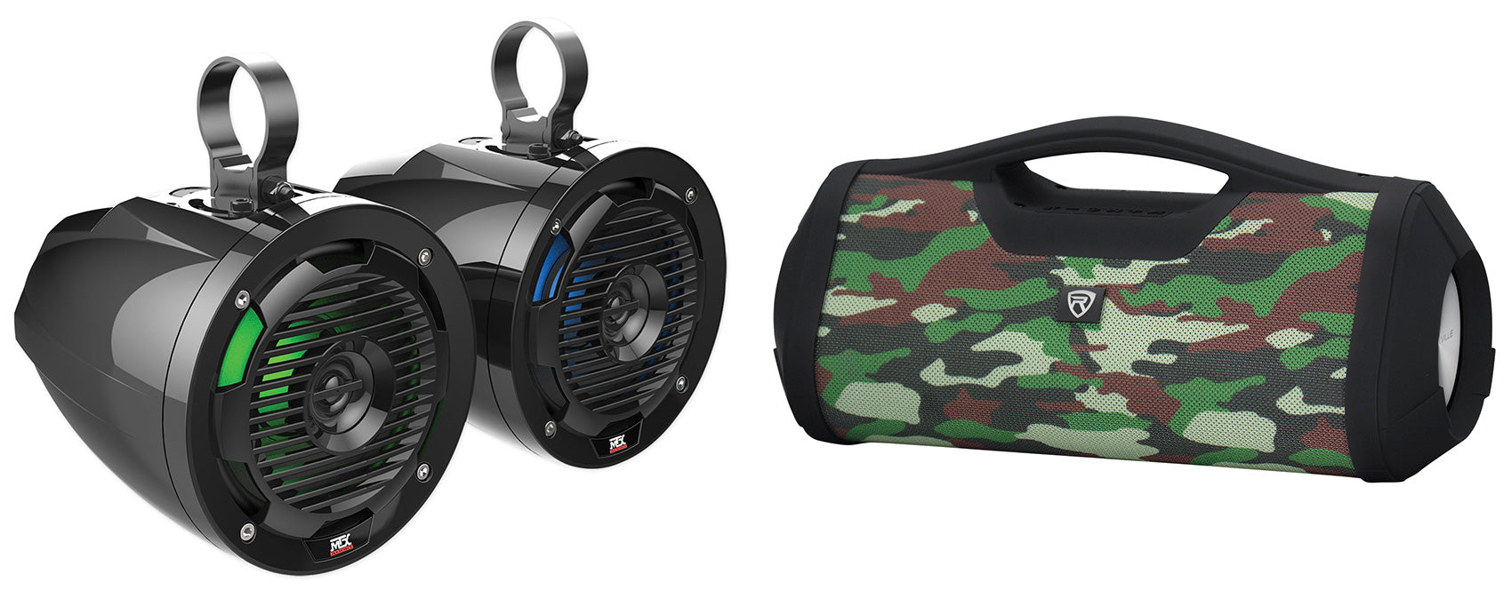 Pair MTX MUD65PL 6.5" 100w LED Tower Speakers For RZR/ATV/UTV/Jeep+Boombox