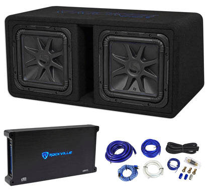 Kicker 44DL7S122 Dual 12" 3000w L7 Solo-Baric L7S Loaded Subwoofer Box+Amp+Wires