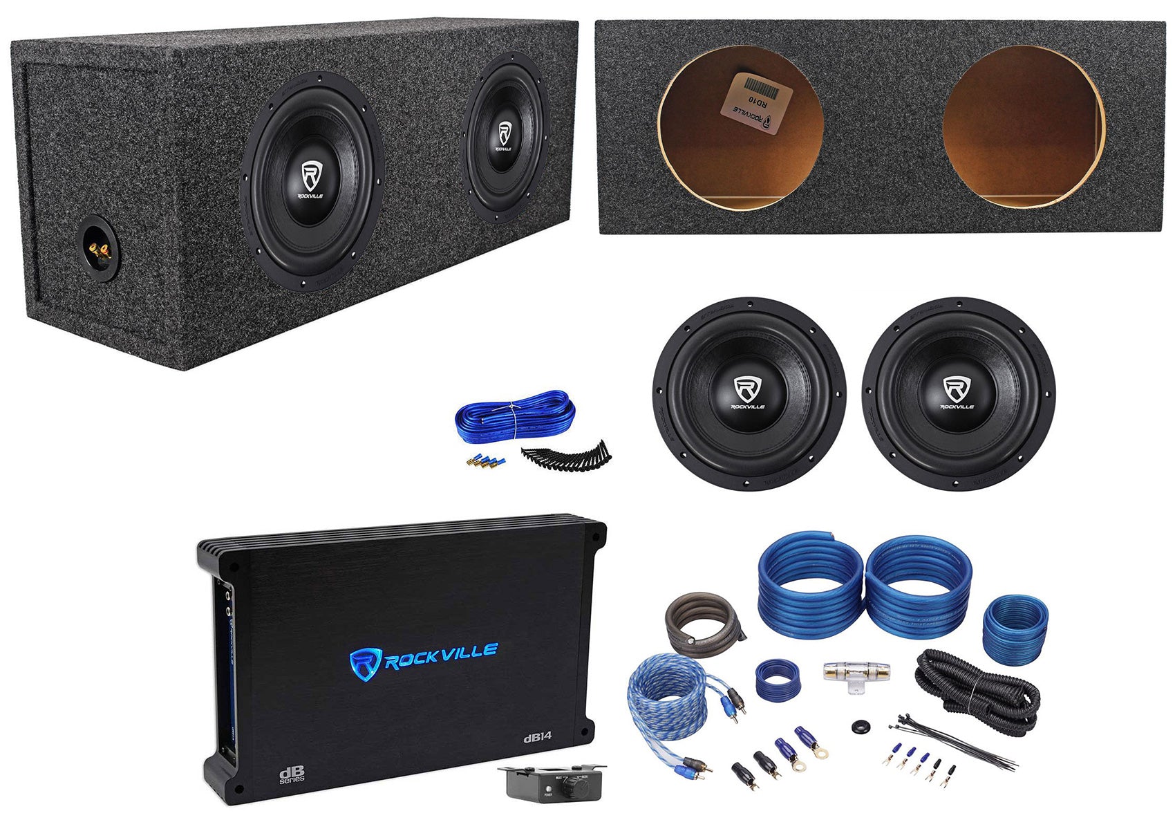 W10 K6 Series 10" Subwoofer 2-Pack + dB14 Amplifier Bundle