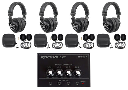 PRO-M50 Headphones 4-Pack + RHPA4 Headphone Amp Bundle