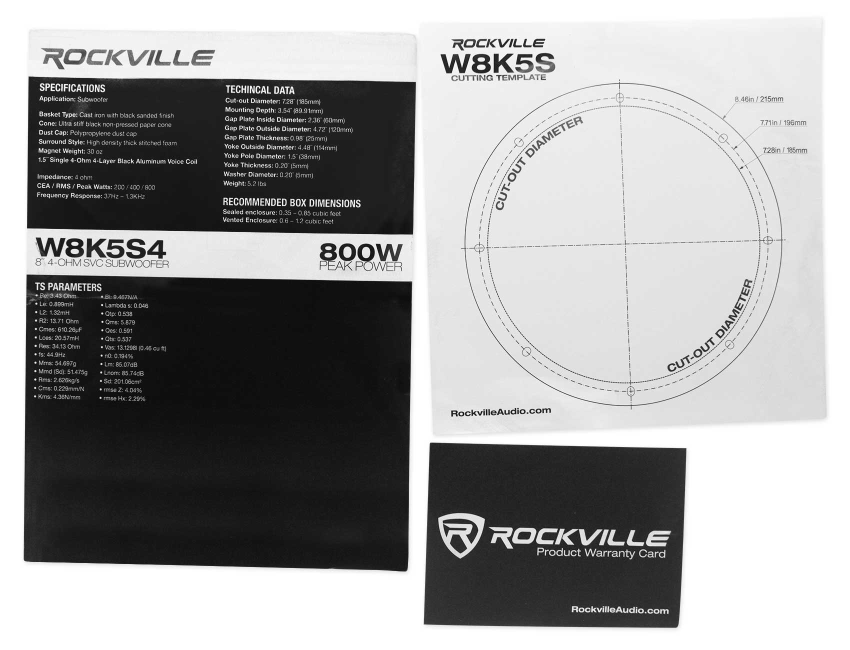 Rockville W8K5S4 4-Pack + Quad 8 Ford Crew Cab Enclosure Bundle