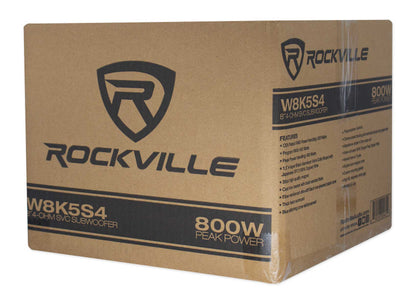 Rockville W8K5S4 4-Pack + Quad 8 Ford Crew Cab Enclosure Bundle