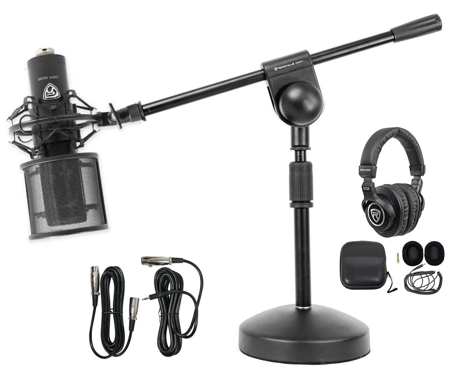 RCM PRO Mic + PRO‑M50 Headphones + RDMS70 Boom Stand Bundle