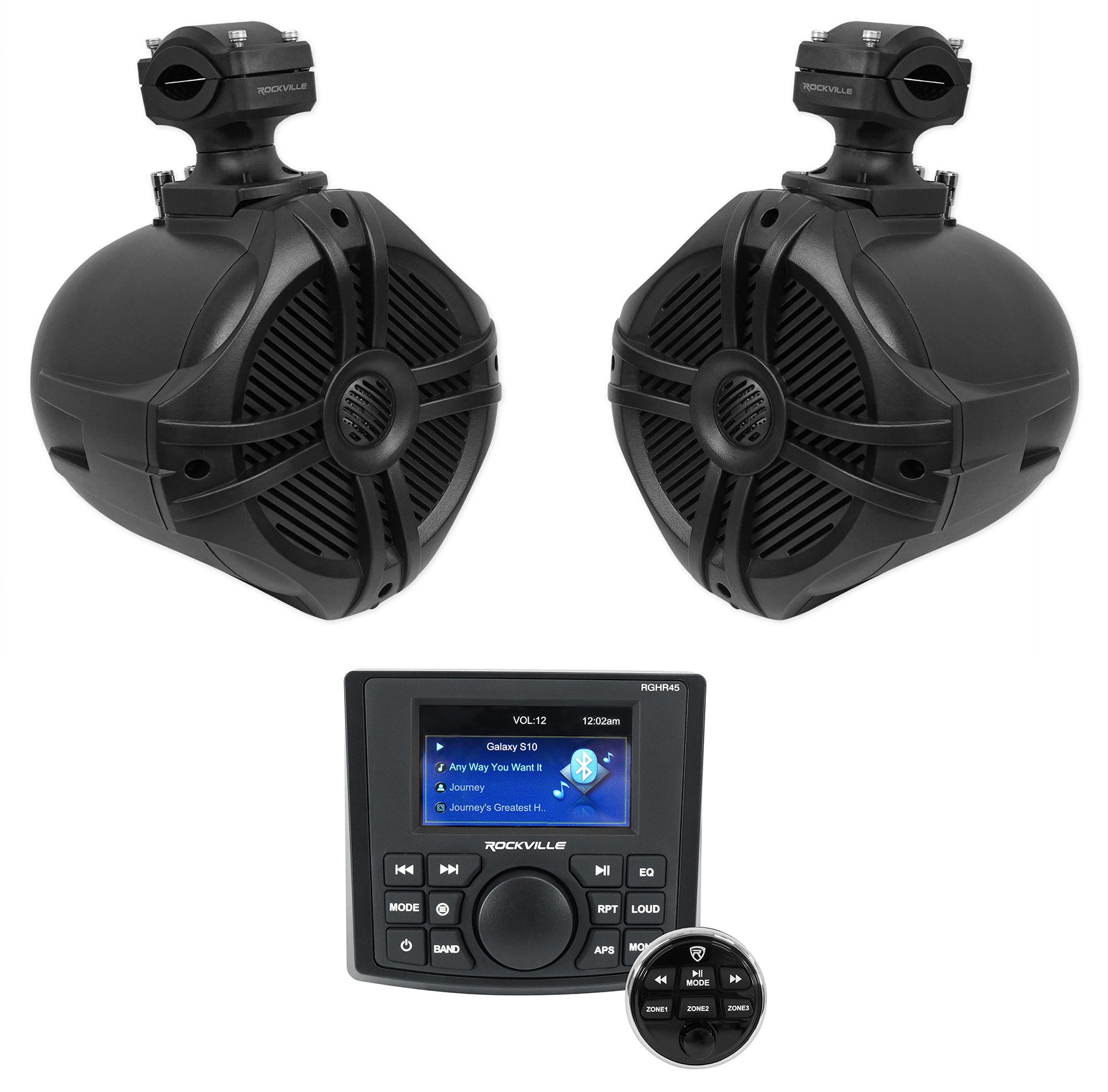 RGHR45 Marine Receiver + RWB70B Black Tower Speakers Bundle