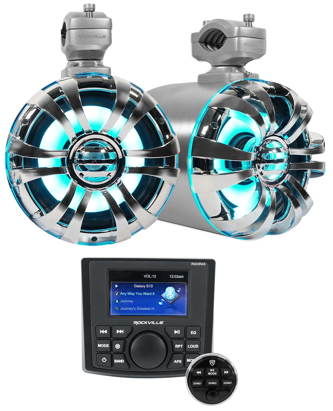 RGHR45 Marine Receiver + WB65KLED 6.5" Tower Speakers 2-Pack Bundle