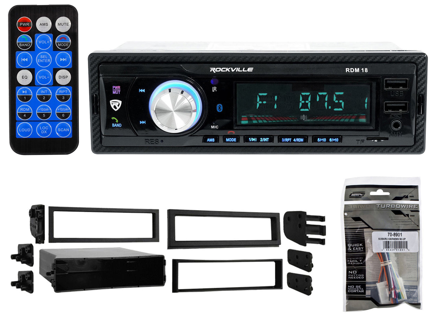 RDM18 7" 2-DIN Navigation Receiver + Subaru Install Kit Bundle