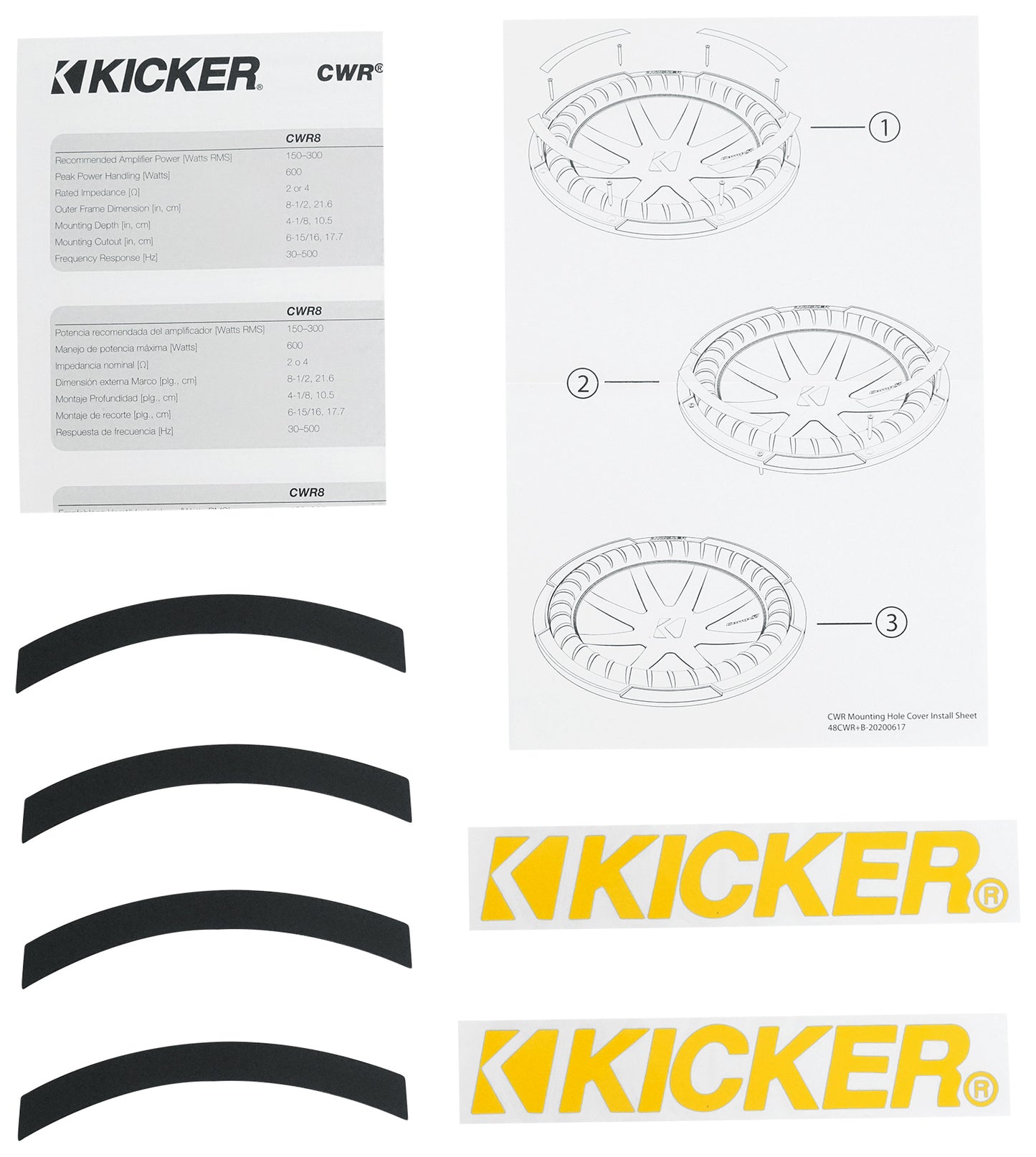 Kicker 48CWR102 COMPR10 10" 800w DVC 4 Car Subwoofer Sub+Mono Amplifier+Amp Kit