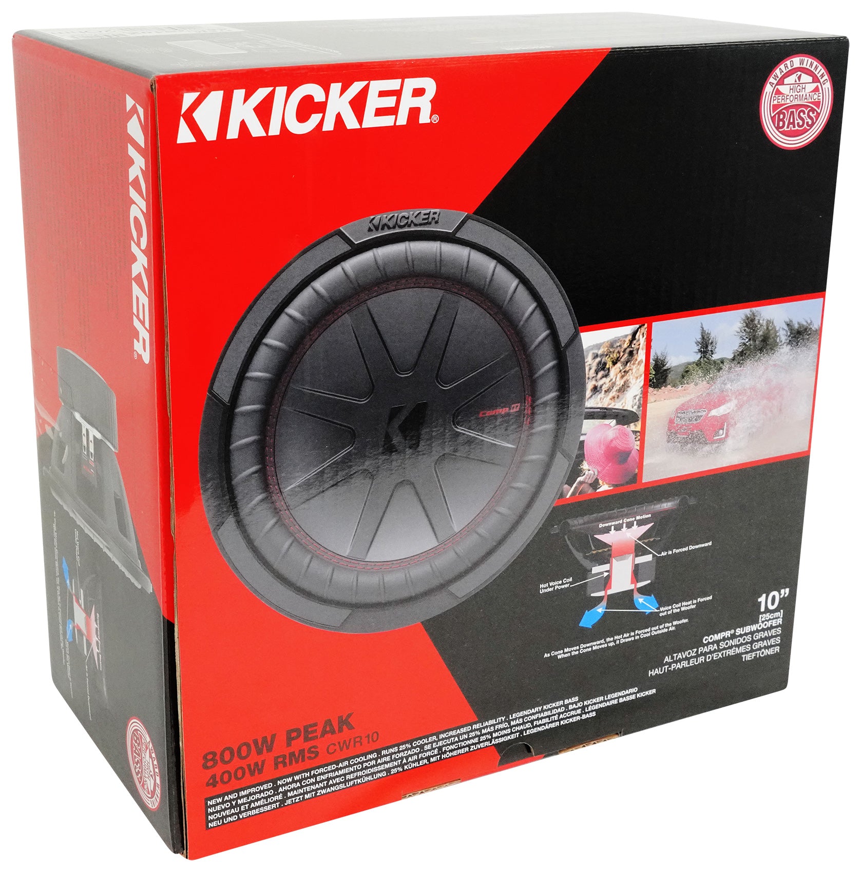 Kicker 48CWR102 COMPR10 10" 800w DVC 4 Car Subwoofer Sub+Mono Amplifier+Amp Kit