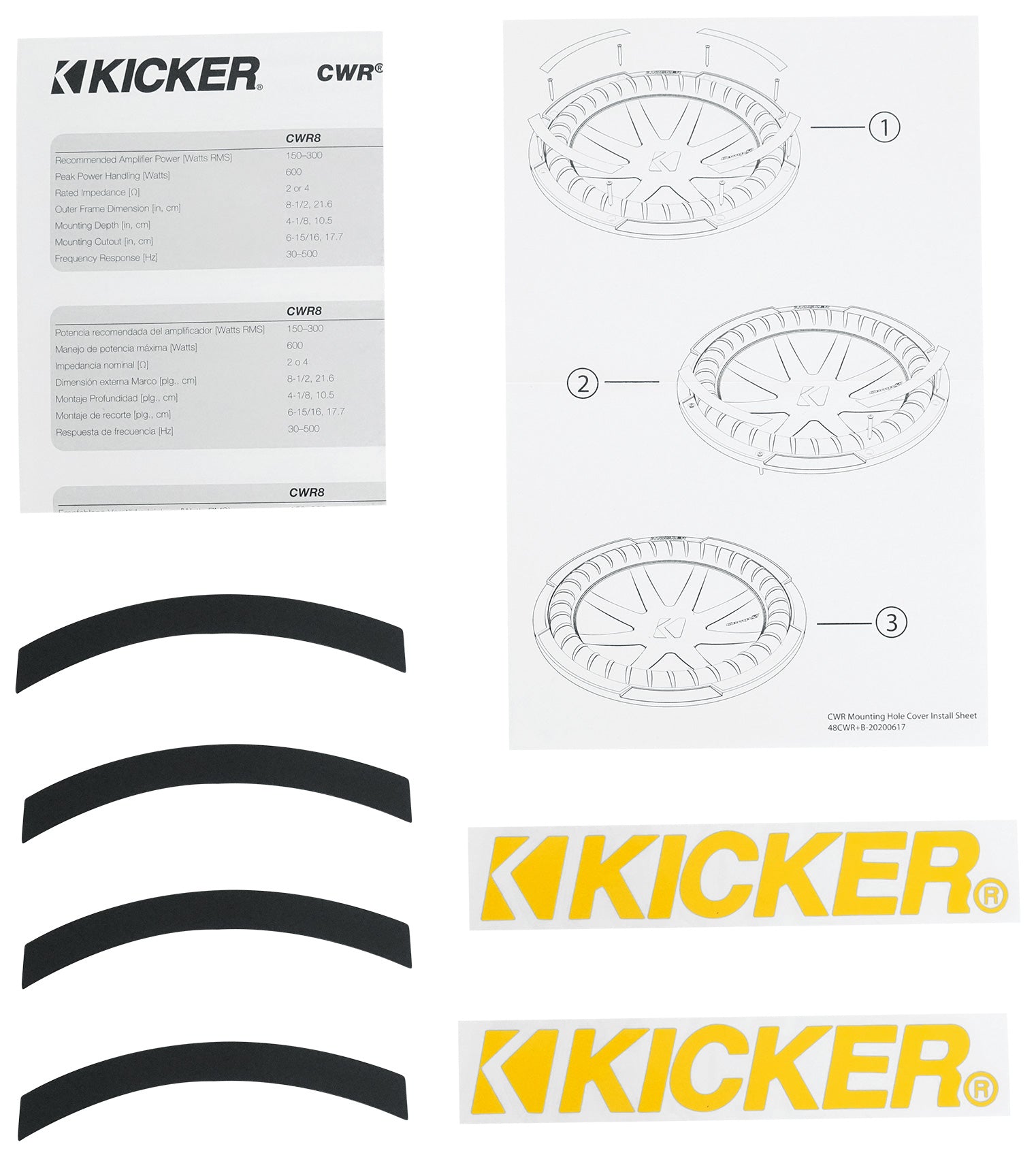 (2) Kicker 48CWR102 COMPR10 10" 1600 Watt Subwoofers+Mono Amplifier+Amp Kit