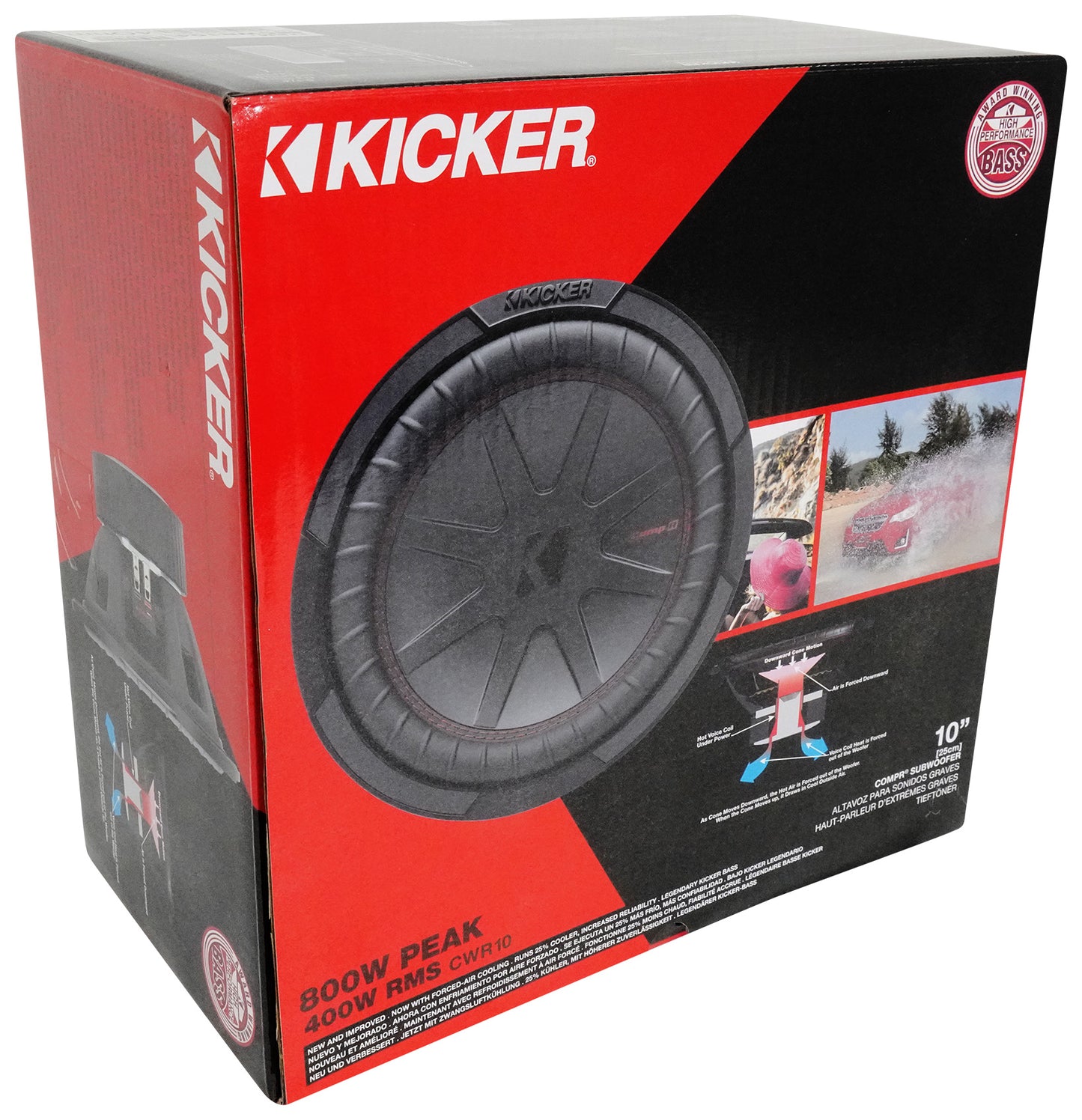 (2) Kicker 48CWR104 COMPR10 10" 1600 Watt Subwoofers+Mono Amplifier+Amp Kit