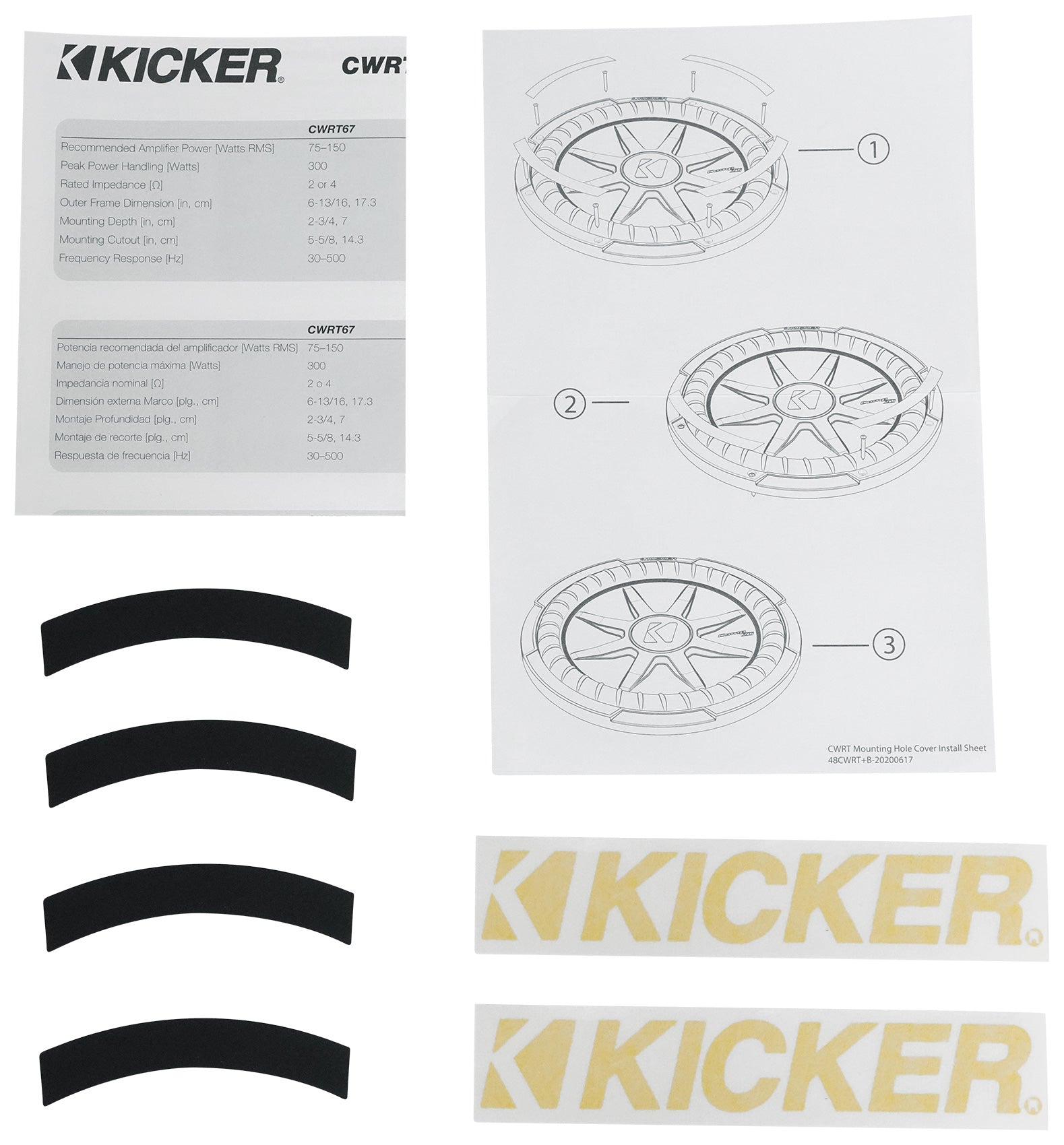 Kicker 48CWRT84 COMPRT8 600w 8" Shallow Car Subwoofer Sub+Mono Amplifier+Amp Kit