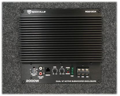 Dual 12" Slim Powered Sub + 8 Gauge Amp Kit Bundle